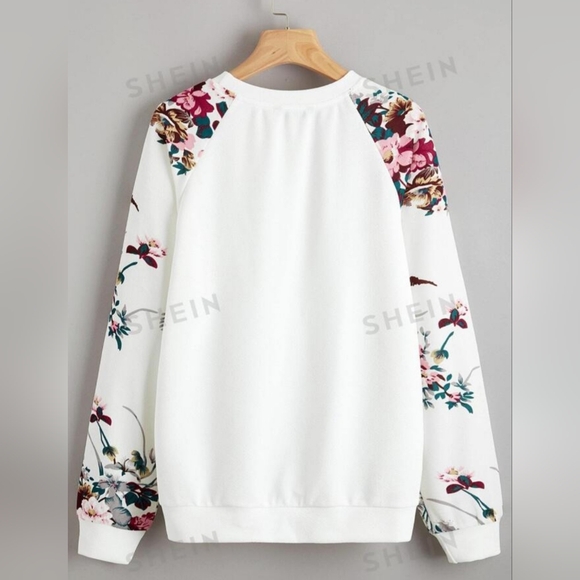 White Floral Sweatshirt XL - Picture 6 of 7